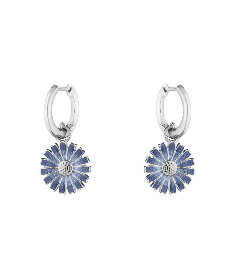 Silverörhängen Daisy Blue Creoler 13mm