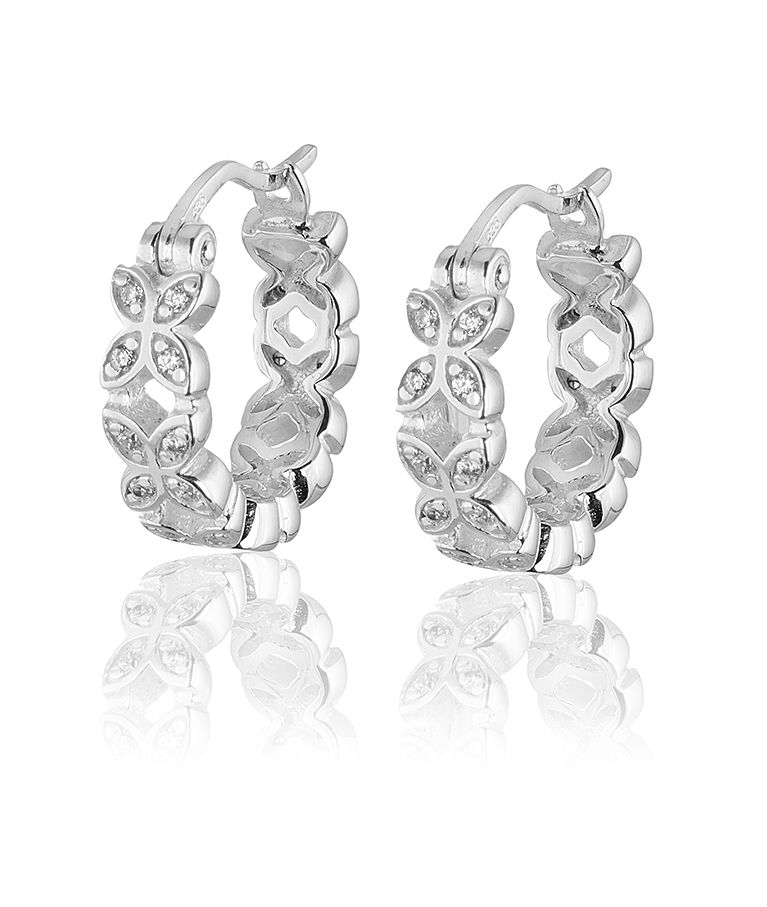 Silverörhänge Sparkling Ellipse Mini Creol - S