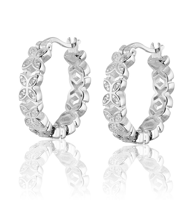 Silverörhänge Sparkling Ellipse Mini Creol - L