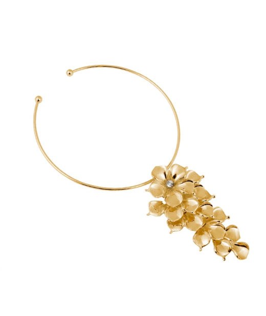 Mässinghalsband La Fleur gold.