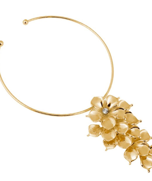 Mässinghalsband La Fleur gold.