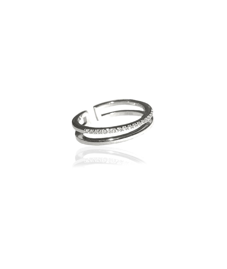 Mässingring Plain And Crystal Twin
