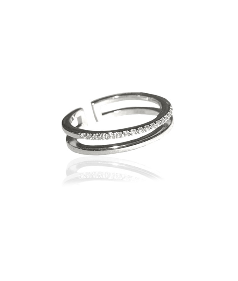 Mässingring Plain And Crystal Twin