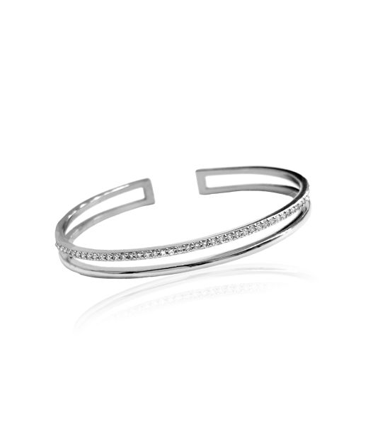 MässingsarmbandPlain Crystal Twin Cuff silver