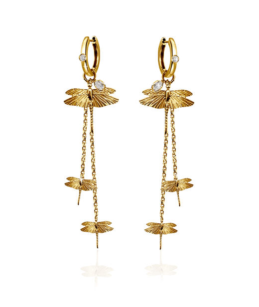 Mässingörhänge Dragonfly Reborn Multi Hoops Gold