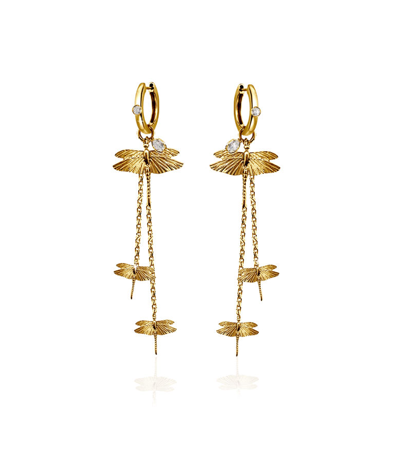 Mässingörhänge Dragonfly Reborn Multi Hoops Gold