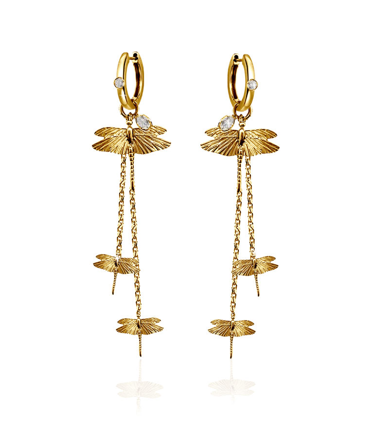 Mässingörhänge Dragonfly Reborn Multi Hoops Gold