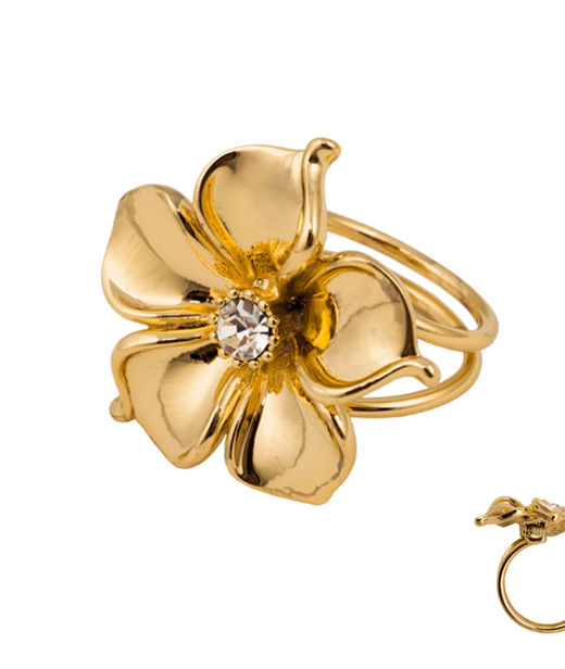 Stålring La Fleur Gold/White SIZE 7