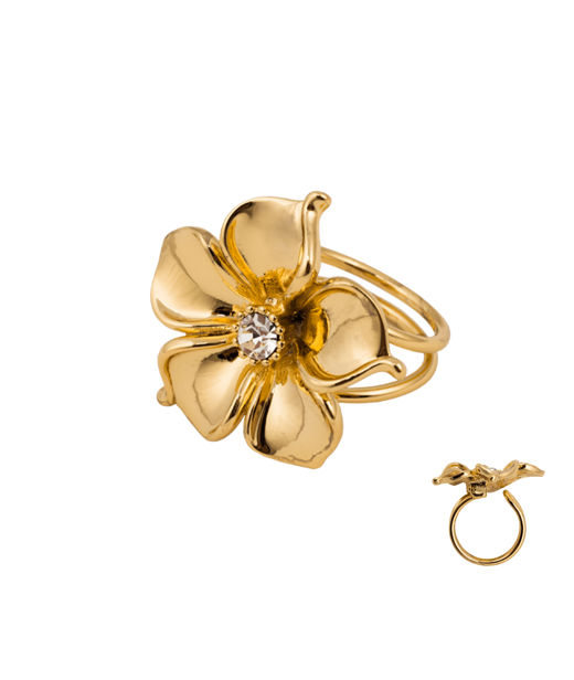 Stålring La Fleur Gold/White SIZE 8