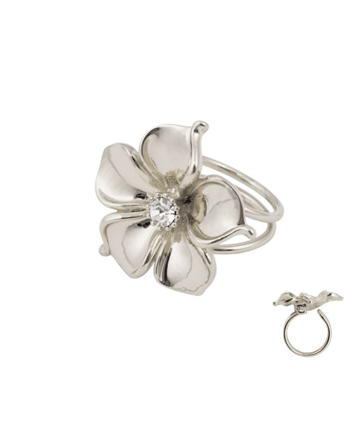 Stålring La Fleur Silver/White SIZE 7