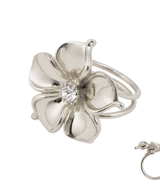 Stålring La Fleur Silver/White SIZE 7