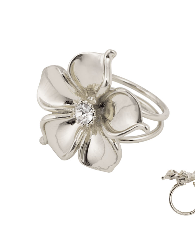 Stålring La Fleur Silver/White SIZE 7