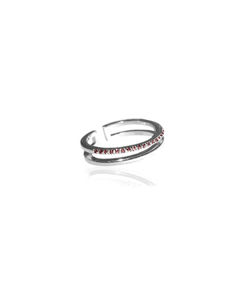 Stålring Plain And Crystal Twin Silver/Brown
