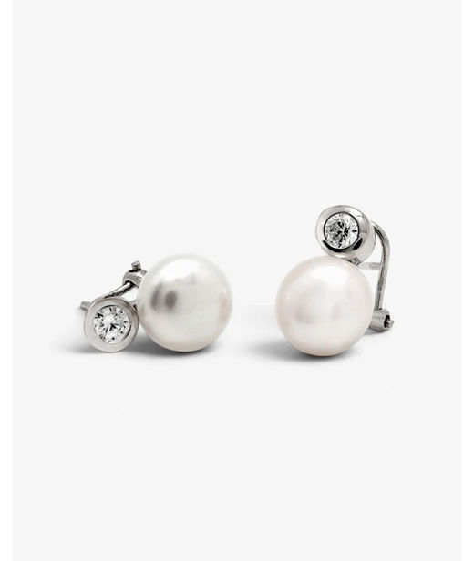 Silverörhänge You and Me pearl halfmoon