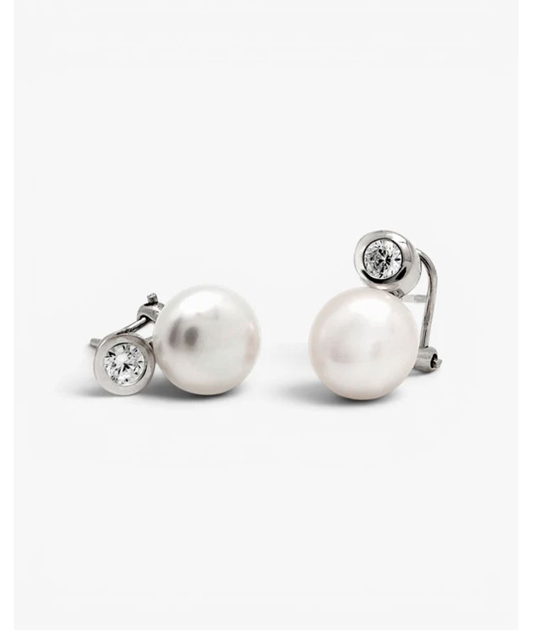 Silverörhänge You and Me pearl halfmoon
