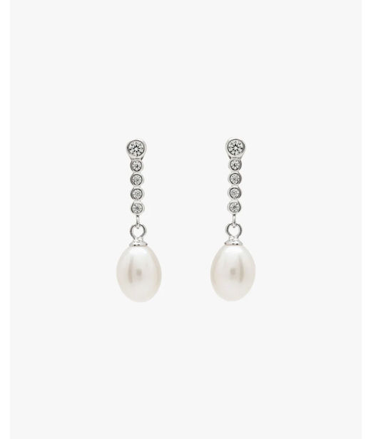 Silverörhänge Pearl with 5 cz