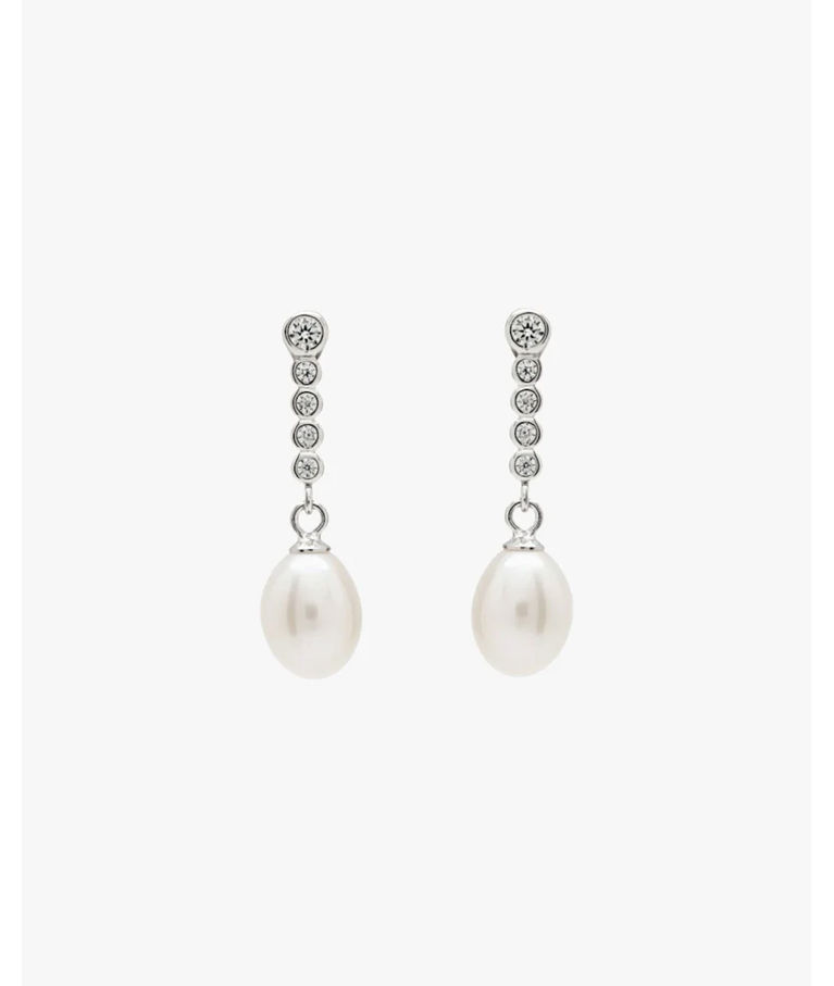 Silverörhänge Pearl with 5 cz