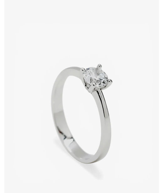Silverring Solitaire From Quartz Adamantine Central -18 SIZE