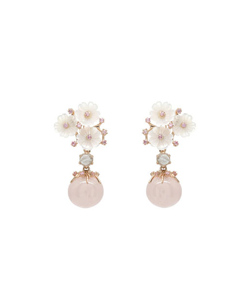 Silverörhänge Floral Rose Quartz