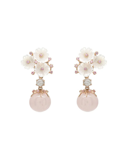 Silverörhänge Floral Rose Quartz