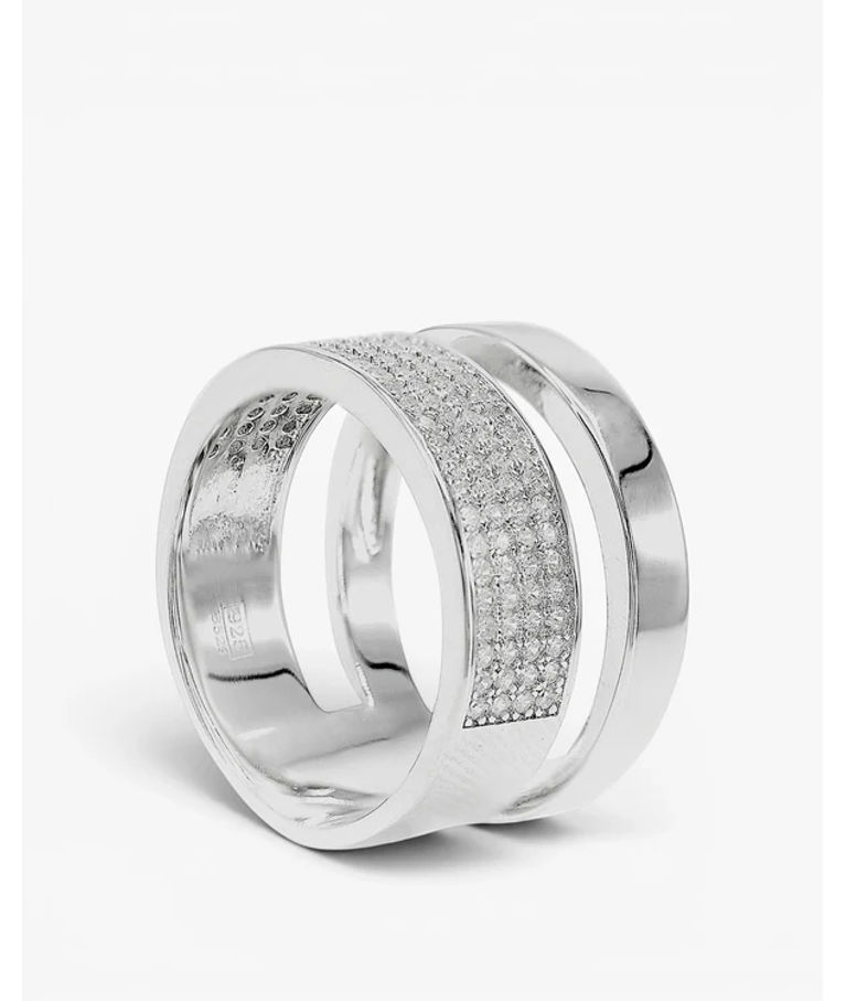 Silverring Wide CZ SIZE 58