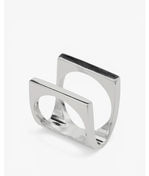 Silverring Double Square And Plain SIZE 56