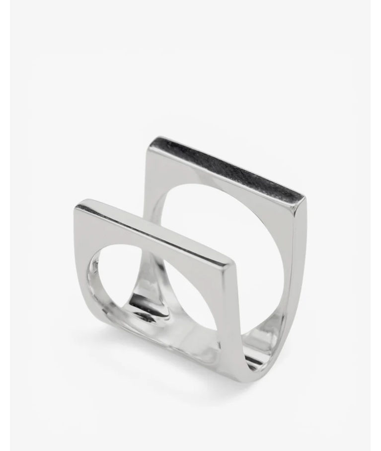 Silverring Double Square And Plain SIZE 56