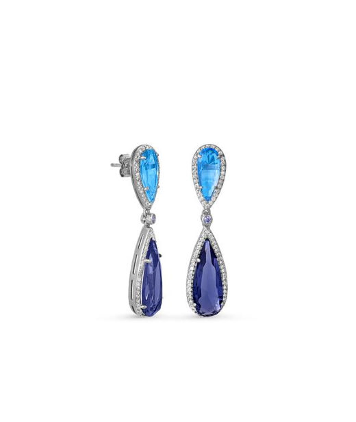 Silverörhänge Double Teardrop Blue