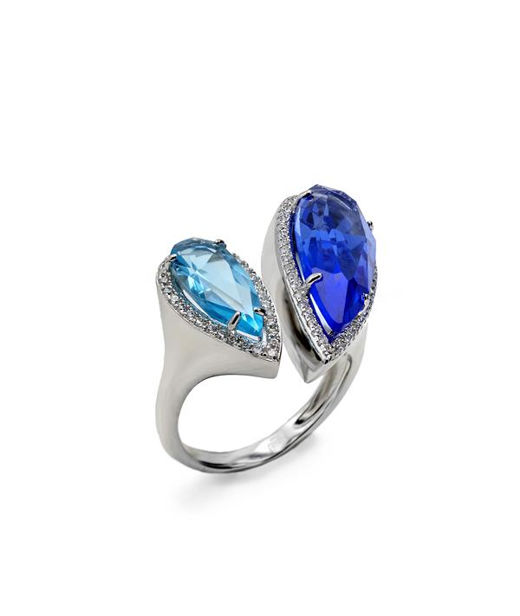 Silverring Pear-cut blue cz