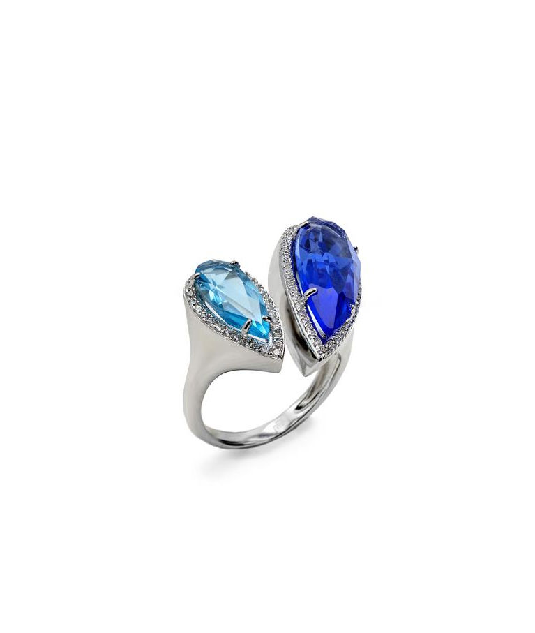 Silverring Pear-cut blue cz
