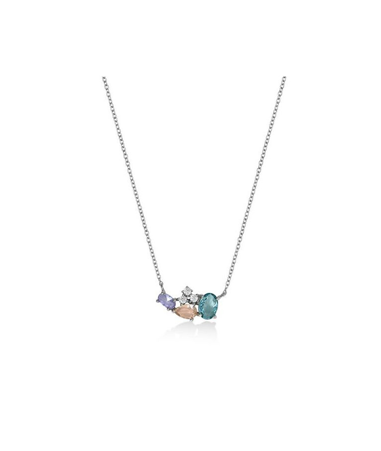 Silverhalsband Brightly Colored cz