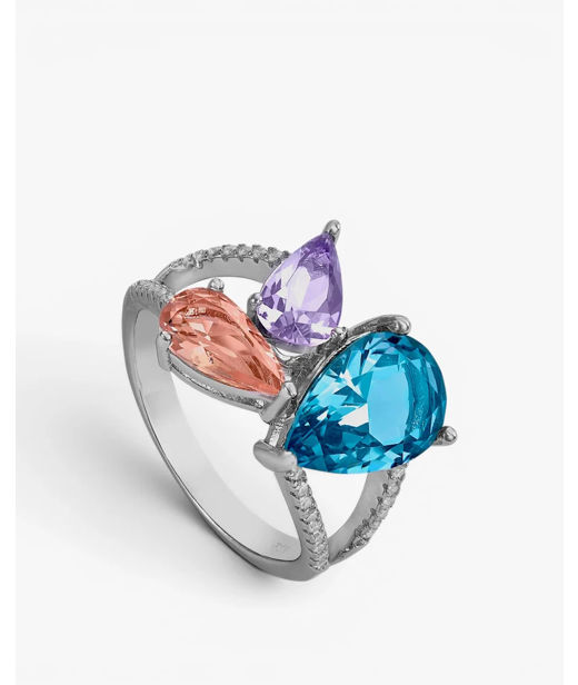 Silverring Brightly Colored cz SIZE 54