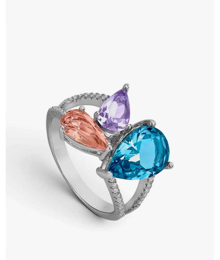 Silverring Brightly Colored cz SIZE 54
