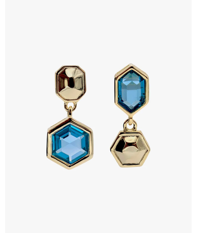 Silverörhänge Pendants Design Hexagonal And Gem Blue fg