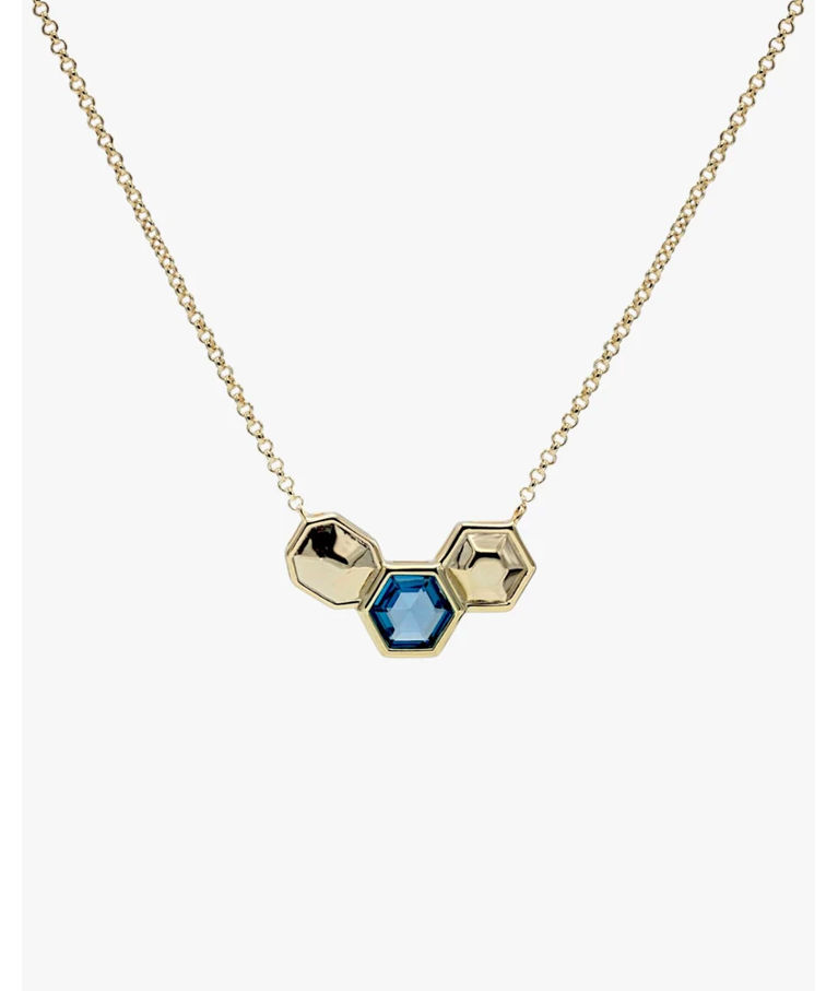 Silverhalsband Stones Tone Blue Design Triple Motive fg