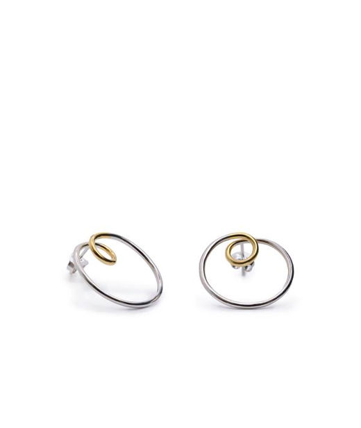 Silverörhänge Bicolor Double Circle