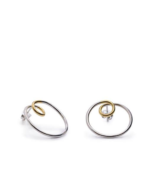 Silverörhänge Bicolor Double Circle