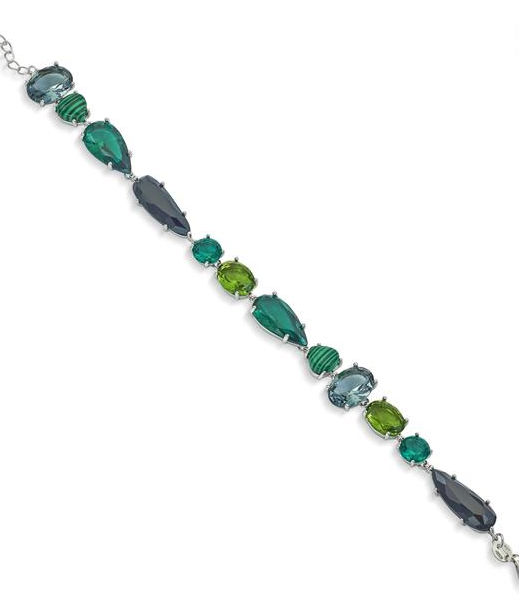 Silverarmband Green/ Blue Tones