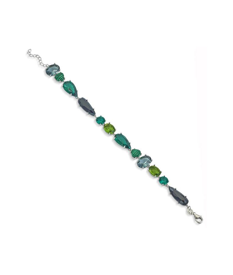 Silverarmband Green/ Blue Tones