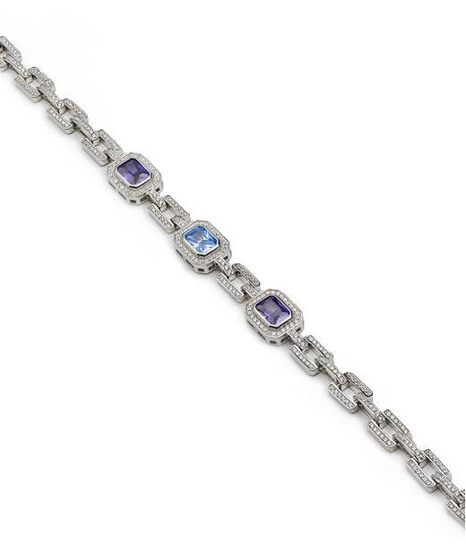 Silverarmband Octagonal Lavender Tones cz