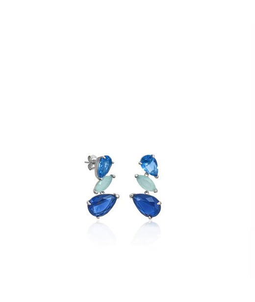 Silverörhänge Three Blue Gems cz