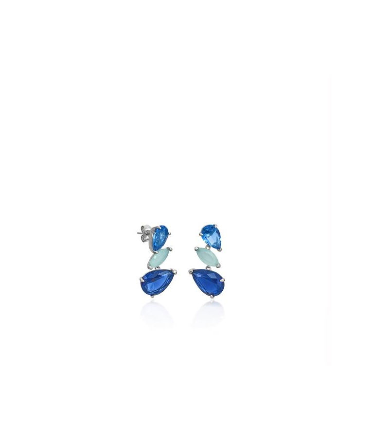 Silverörhänge Three Blue Gems cz