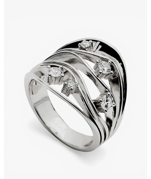 Silverring Zirconias With Design Organic SIZE 54