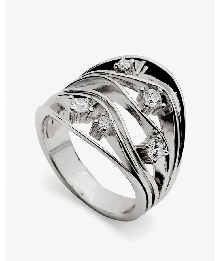 Silverring Zirconias With Design Organic SIZE 54
