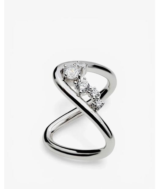 Silverring Curved cz SIZE 56