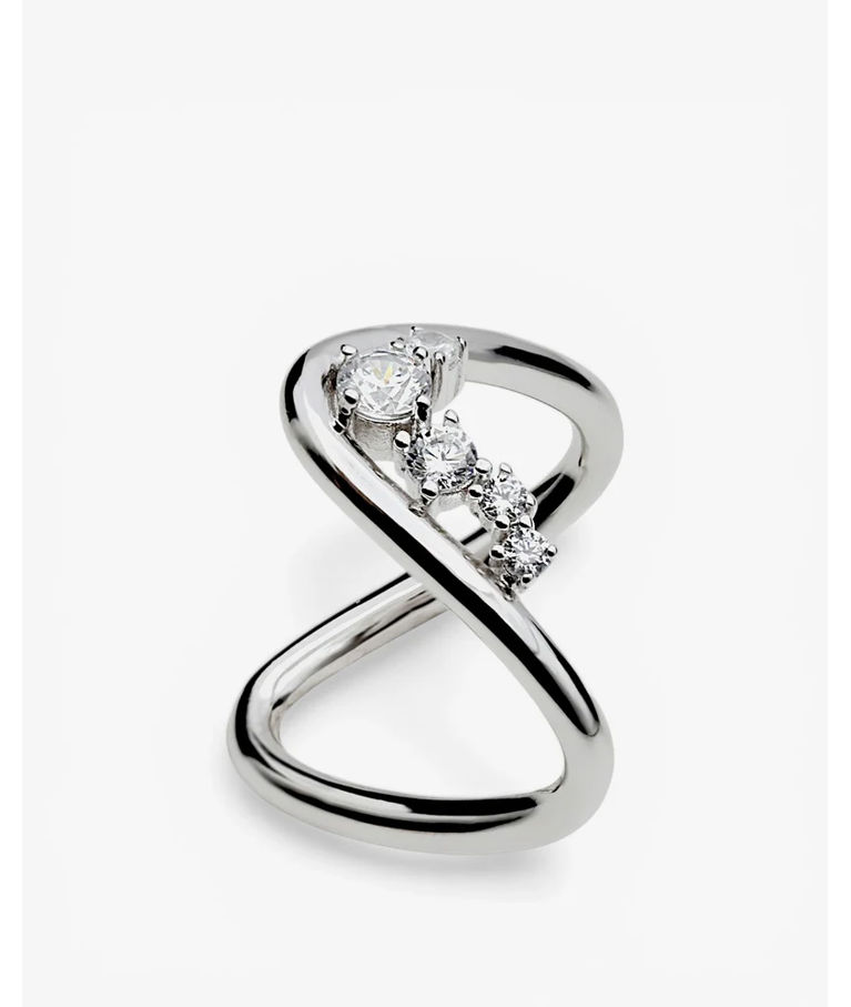 Silverring Curved cz SIZE 56