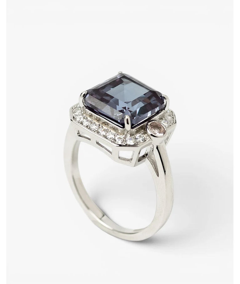 Silverring Ametist & cz SIZE 56