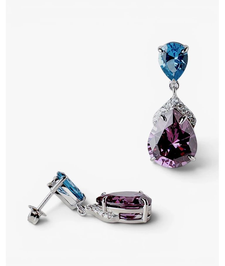 Silverörhängen Ametist & Safir