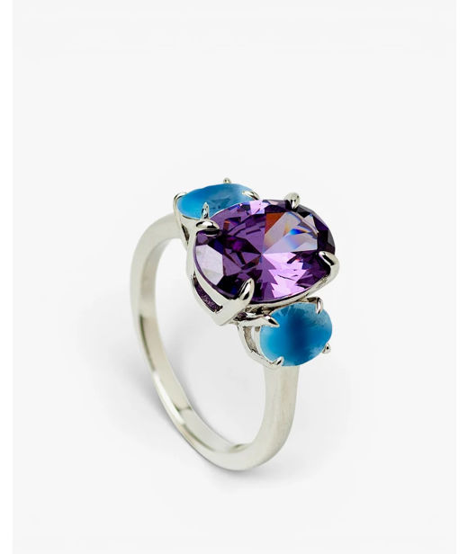 Silverring Oval Ametist & Safir SIZE 56