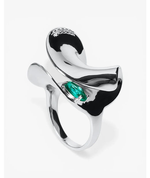 Silverring Blue Stone Crystal SIZE 52